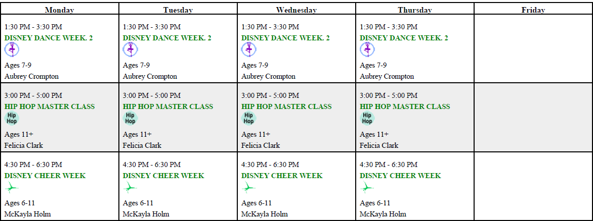 Schedule with link to register