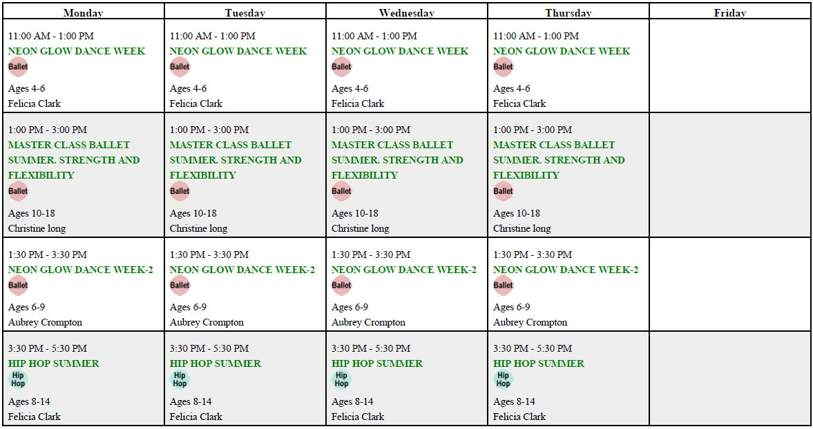 schedule with link to register